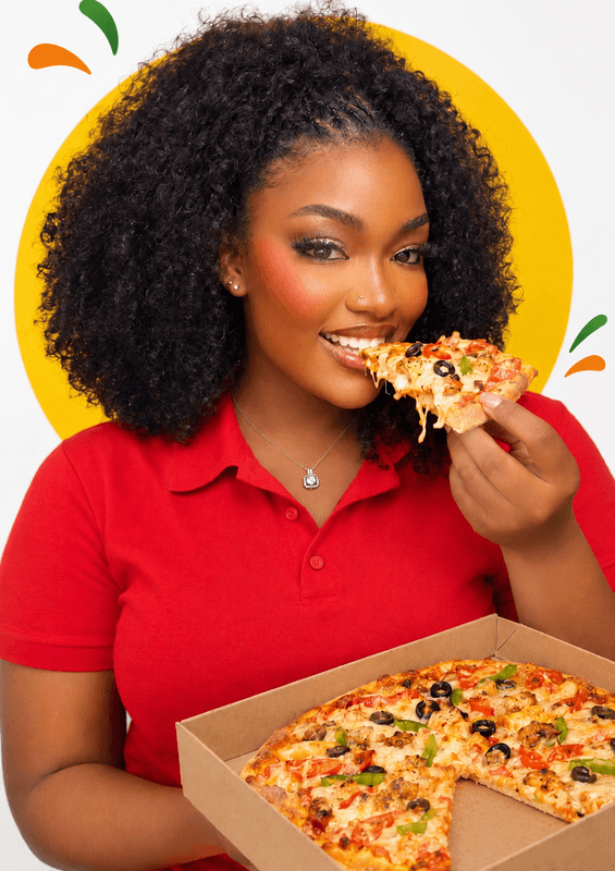Happy customer enjoying pizza delivery